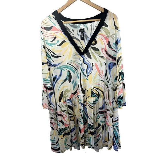 COCO REEF Women's Enchant Abstract Print Swim Cover Up Dress Multi-Color Large - Picture 1 of 10